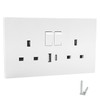 Electrical Double Switched Power Wall Plug Socket with Two USB