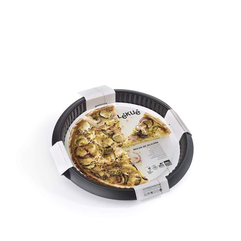 Lékué CLASSIC QUICHE, Quiche-Form, 28 cm, schwarz, LKE, Silikon, Standard