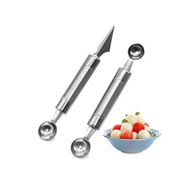 2pc Melon Baller Scoop, Stainless Steel Fruit Cutter Shapes, Multifunctional Melon Scoop Carving Tool for DIY Fruit Salads