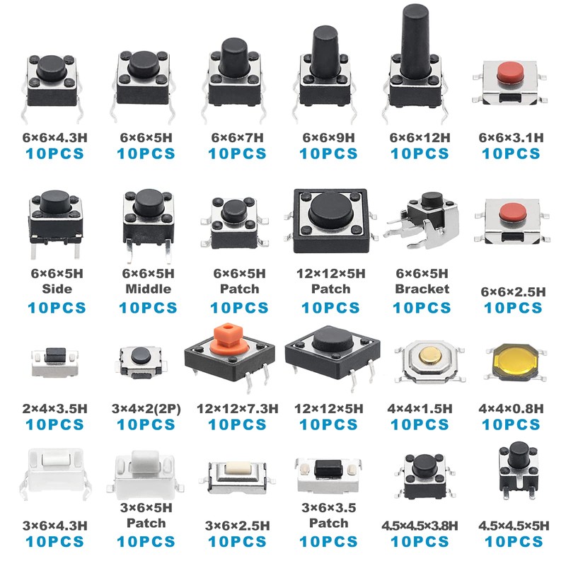 QTEATAK 240 Pcs 24 Value Micro Momentary Tactile Push Button