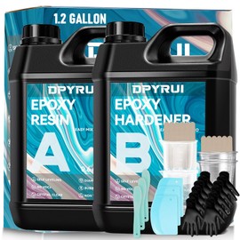 1.2 Gallons Epoxy Resin Kit -Crystal Clear Resin and Hardener Resin Epoxy kit,No Yellowing, No Bubbles Casting Resin Perfect for Jewelry Making Molds Crafts DIY 1:1 Ratio（0.6Gallons x2