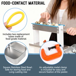 Manual Quail Egg Peeler Machine Kit - 304 Stainless Steel Sheller with 2 Collection Trays & 2 Spare Hoses | Damage-Free Peeling Huller for Boiled Spiced Eggs & Salad