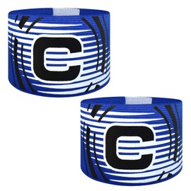 Ynaice Captains Armband, 2 Pcs Adjustable Elastic Sports Arm Bands Nylon Velcro Multicoloured Adult & Youths Football Soccer Captains Armband for All Sports |Blue