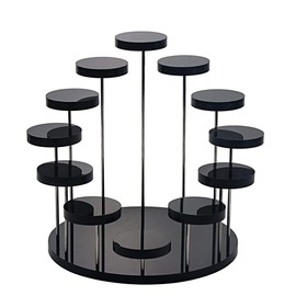 12 Tier Acrylic Display Stand,Multi-layer round jewelry display table,for Pop Figures Ring Earring Bracelet Necklace Show Shelf (Black)