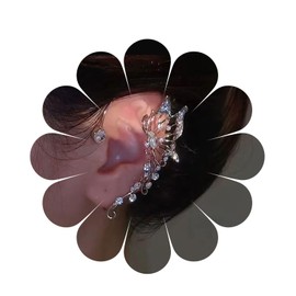 Yheakne Boho Crystal Butterfly Ear Cuff Earrings Silver Butterfly Ear Wrap Earrings Punk Cz Butterfly Climber Earrings Rhinestone Butterfly Wrap Cuff Earrings Jewelry for Women and Girls(Left)