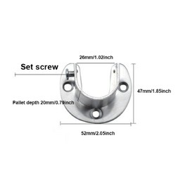 25mm Flange Rod Holder,Closet Rod Holder, U Shaped End Rod Bracket Stainless Steel Closet Pole Socket for Wardrobe Shower Curtain 2PCS