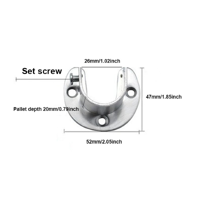 25mm Flange Rod Holder,Closet Rod Holder, U Shaped End Rod