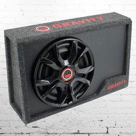 Gravity GWS-W12S 1000W Single 12" Active Powered Seal Car Truck Subwoofer Sealed Slim Enclosure Behind The SEAT