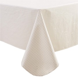 Pioggia Vinyl Tablecloth with Flannel Backed Waterproof Oil-Proof PVC Table Cloth Wipeable Spill-Proof Plastic Table Cover for Indoor and Outdoor(Weave, 60 x 102 Inch Rectangle)