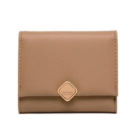 Women Small Wallet Slim Mini Wallets Cute Organizer Ladies Purse with Zipper Coin Pocket (Brown)