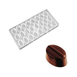 O'Creme Clear Polycarbonate 1-Piece Chocolate Mold Transparent Candy Mould, Ridged Oval 24 Cavities