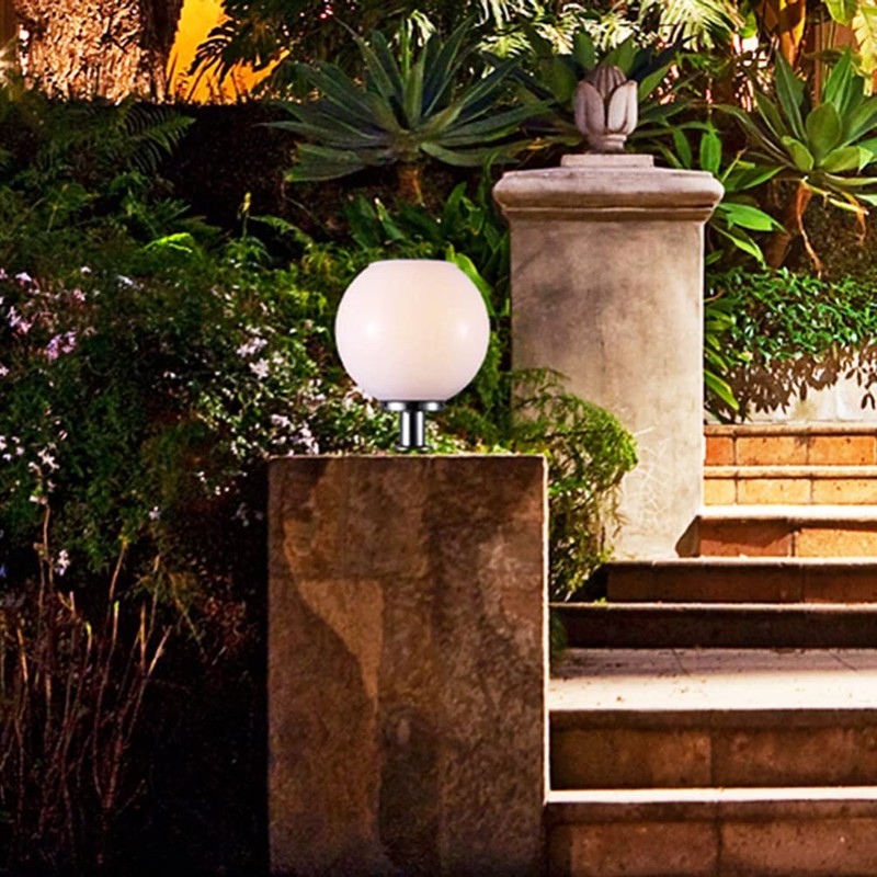 OSALADI 200MM Led Solar Post Light Outdoor Round Ball Landscape