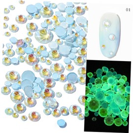 Healeved 2pcs Nail Resin Gems Fluorescent Flat Bottom Manicure Decorations for Elegant Nail Art for Manicure and Professionals