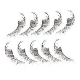 BIUDECO 5 Pairs Fake Lashes Glitter Decorative Eyelashes False Lash Extensions Stage Lashes Comfortable Wear for Occasions