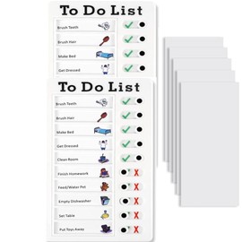 Chore Chart Checklist Board,2Pcs Portable to-Do List Board with 10 Blank Paper Cards,Detachable Message Board, Plastic Checklist Board for Planning Reminder for Kids Multiple Form Good Habit