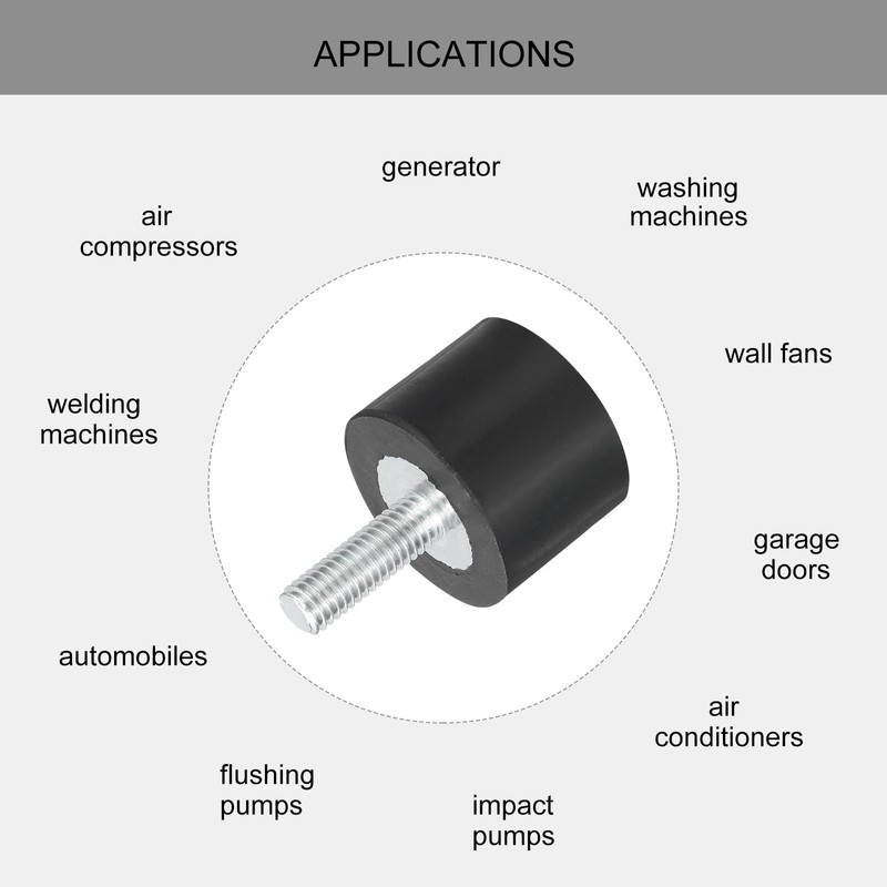 sourcing map M5 Thread Rubber Mounts, Vibration Isolators, Cylindrical Shock