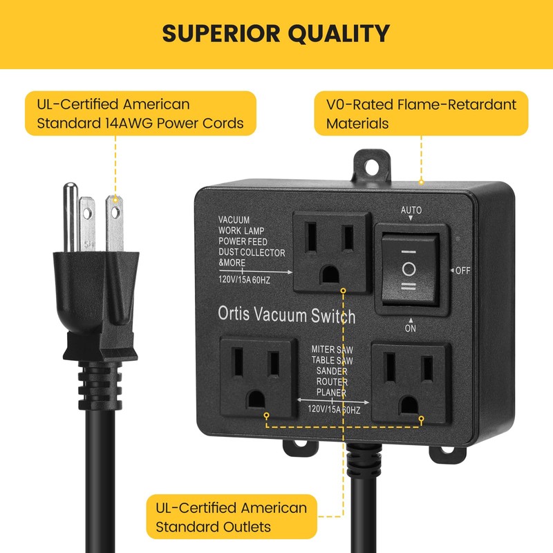 Automatic Vacuum Switch, Ortis Vacuum Switch for More Power Tools,