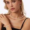 Zeffy Pearl Necklace and Earring Set for Women, White Round