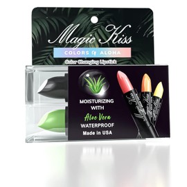 Magic Kiss Color Changing Matte Lipstick set, Long Lasting Nutritious Lips Moisturizer Magic Temperature Color Change Lip Balm with Aloe Vera PH Lipstick MADE IN USA (2 Pack - Green & Black)