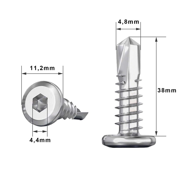Wavanta 40 Pcs M5.5 x 38mm Self Tapping Screws, 410