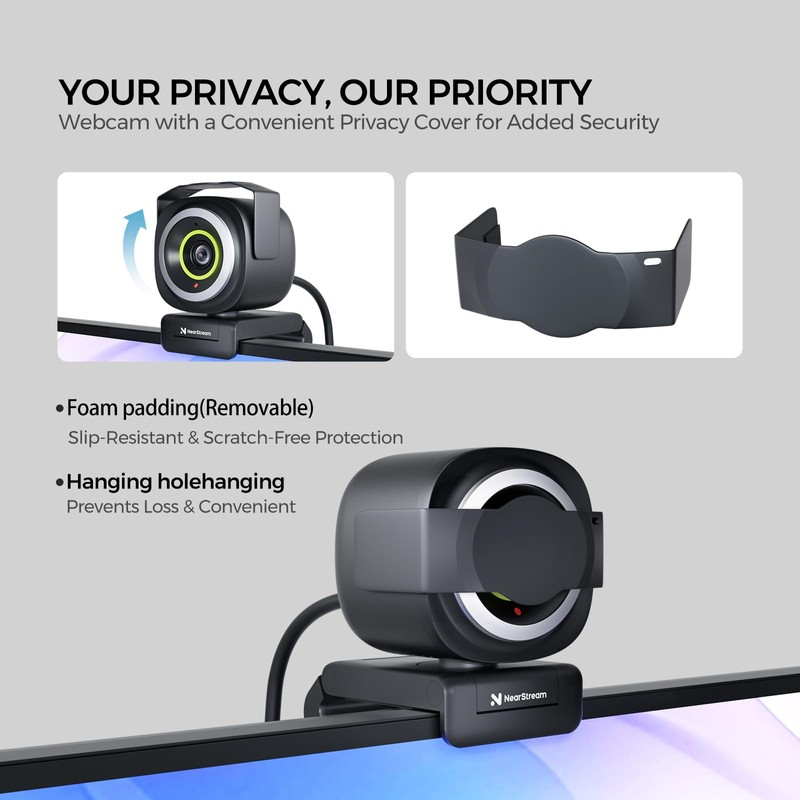 NearStream Webcam Webcam Full HD 1080P 60fps Autofocus Built-in Mic