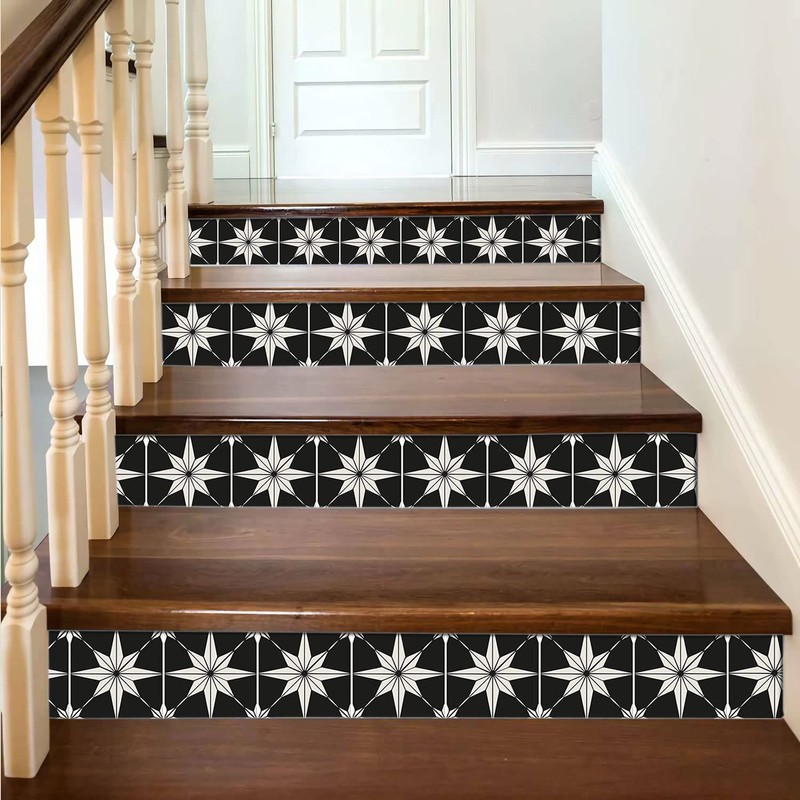 Black Starry Tile Stickers - Fireplace - Waterproof & Removable