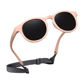 Horktrust Baby-Sonnenbrille, geeignet für Babys im Alter von 0 bis 36 Monaten, mit Schulterband, bruchsicher, flexibel und strapazierfähig, bietet 100% UV-Schutz, sicher und bequem in Rosa