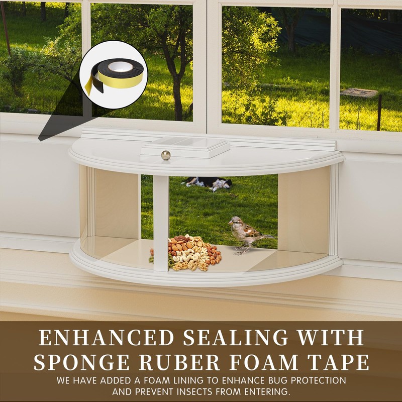 Window Bird Feeder for Viewing, 180° Extra Large Capacity Clear