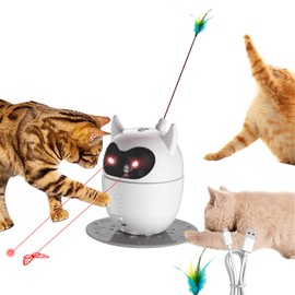 KINGTOP Interactive Cat Toys for Indoor Cats, Rechargeable Adjustable Laser Pointer Cat Toy, Motion-Activated Automatic Cat Laser Toy for Bored Indoor Adult Cats and Kittens