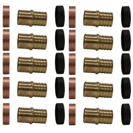 XFITTING 1 inch Pex x 1 inch PB (Polybutylene) Splicing Coupling with Ring, Repair Kit, Brass, Pex B, 10 Pieces