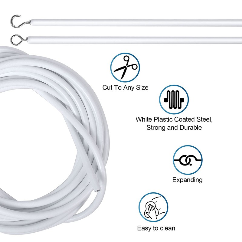 AvoDovA Curtain Wire and Hooks Set, 5M White Net Curtain