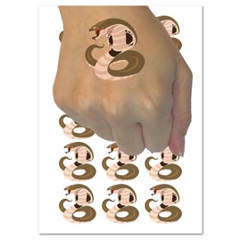 Coiled Cobra Snake Temporary Tattoo Water Resistant Fake Body Art Set Collection - 15 2" Tattoos (1 Sheet)