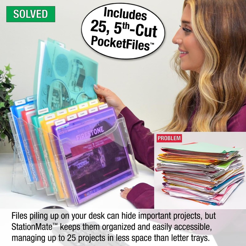 Ultimate Office StationMate Desktop Organizer (Includes 25, 5th-Cut PocketFiles). Complete