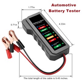 KPEOY 12V Car Battery and Alternator Tester, Digital Batteries Load Tester with LED Indicator & Alligator Clips, Easy to Use Analyzer to Check Alternator & Battery Charging System
