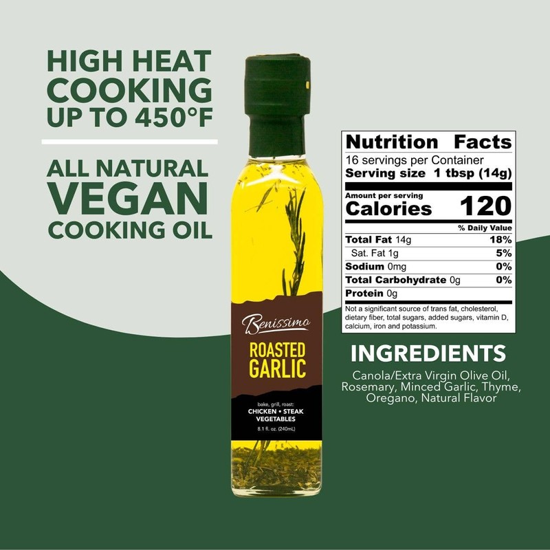 Benissimo Roasted Garlic Herb Infused Oil, All Natural, Farm Fresh