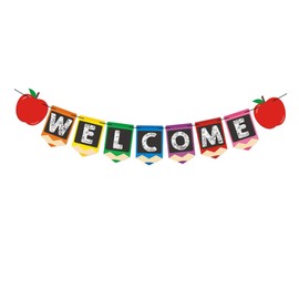 WHAMVOX Welcome Bunting School First Day Letter Pull Flag for Party Decorations