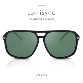 LumiSyne Men's Polarised Driving Sunglasses Ultra Light Double Bridge Square Sunglasses UV 400 Protection Sports Outdoor Glasses Gift Box, Green