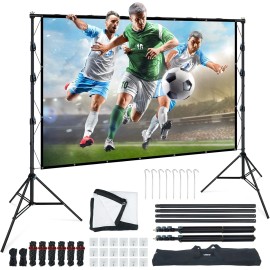 LINCO Tripod Projector Screen with Stand 4K HD 16:9 Back Yard Movie Night - 150 in