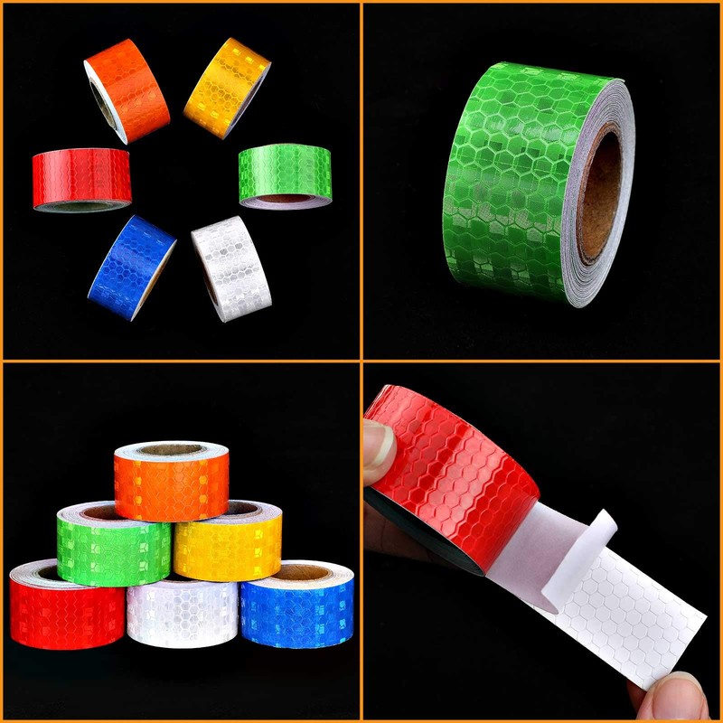Zonon 6 Rolls High-Visibility Reflective Tapes Waterproof Self-Adhesive Safety Stickers