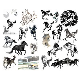 Seasonstorm Running Horse Ink Painting Kawaii Aesthetic Happy Planner Diary Journal Stationery Scrapbooking Stickers Travel Art Supplies (PK802)