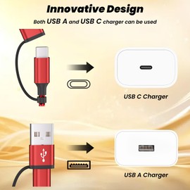 Travel Essentials USB C Splitter Multi Charging Cable,USB A/C to 4 Typ-C Ports for Multiple Devices[2Pack 5Ft], 4 in 2 Multiple charger cord for iPhone16/15 Series/Phones/Pads and Other USB C Devices