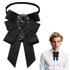 Luckyvestir Bow Ties for Men Bowties with Stiff Ribbon Rhinestone Womens Neck Bow Tie for Stage Show Dress Suit Accessory (Dark Black)