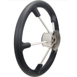 Mojiate 13.5" Boat Steering Wheel with PU Foam Cover, Stainless Steel Marine Steering Wheel, Universal Fit for Small to Mid-Sized Boats, Fishing & Pontoon Boats