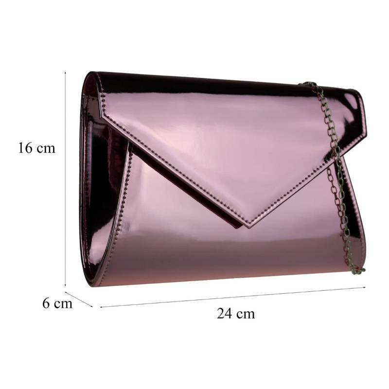 Girly HandBags Glossy Plain Clutch Bag -- Pink