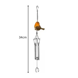 Garden Mile Robin Wind Chime For Outdoors - Durable Weatherproof Outdoor Musical Wind Chimes Décor for Garden, Patio 4 Aluminium Alloy Tubes Zen Garden Chimes for Outdoors (34cm, Robin)