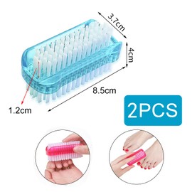 zoerbufan 2 Stück Handbürste Nagelbürste mit Harten Borsten, Doppelseitige Finger Bürste, Handwaschbürste für Reinigung von Hand Nagel Bad Waschbecken(Transparent und Blau)