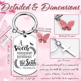 Christian Friendship Gifts for Women - Religious A Sweet Friendship Refreshes The Soul Keychain, Bible Verse Butterfly Cross Pendant Keychains for Friends Sisters Female Best Friend Christmas Gift