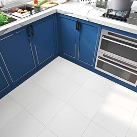 FunStick 30 Pack Peel and Stick Flooring Tiles White 12x12 in Self Adhesive Vinyl Floor Tiles Peel and Stick Floor Tile Waterproof for Bathroom Kitchen Laundry Room Stick on Laminate Flooring Tiles