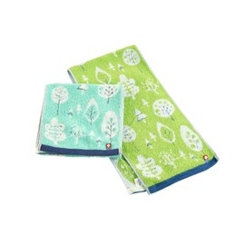 Imabari Towel Brand Face Towel, Luonto, 7.9 x 31.5 inches (20 x 80 cm), Set of 2 (Blue, Green), Slim Size