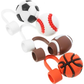 Ciieeo Fundas para Pajitas de Pvc Diseño Deportivo y Tapa Protectora, 4 Piezas Buen Sellado para Fiesta Deportiva y Decoración Adorable